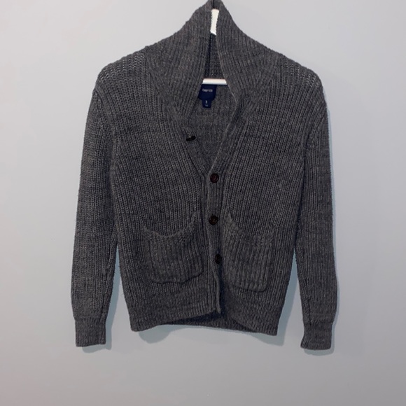 Gently used dark grey boys sweater cardigan/ size M - Picture 1 of 5